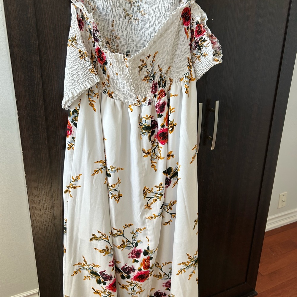 Floral Off-Shoulder Maxi Dress 100% cotton